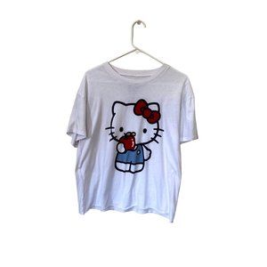 Hello Kitty Sanrio Women's Hemless Loose Fit Graphic TShirt L